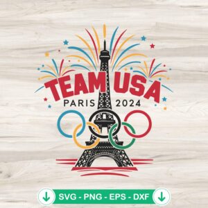 Team USA Paris 2024 SVG file with Eiffel Tower - cutting file