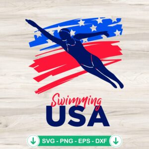 Swimming Support Team Flag USA SVG file for Cricut cutting