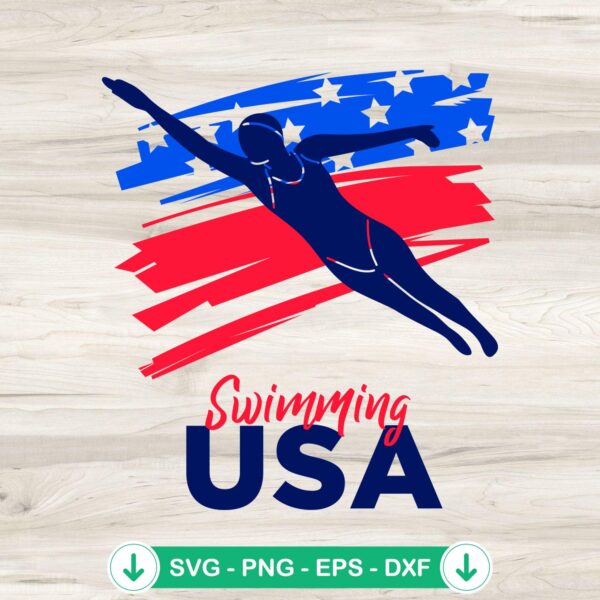 Swimming Support Team Flag USA SVG file for Cricut cutting