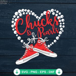 Chucks And Pearls Pearl Heart SVG file for cutting machines