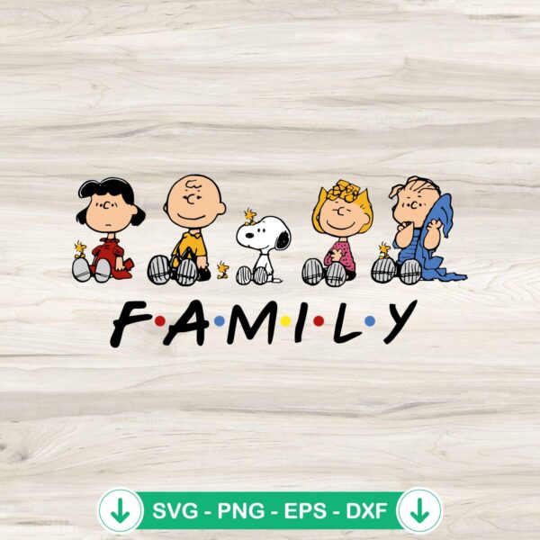 Peanuts Gang Family SVG file - Snoopy and Charlie Brown cut file
