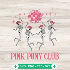 Skeleton Pink Pony Club Halloween SVG file for Cricut