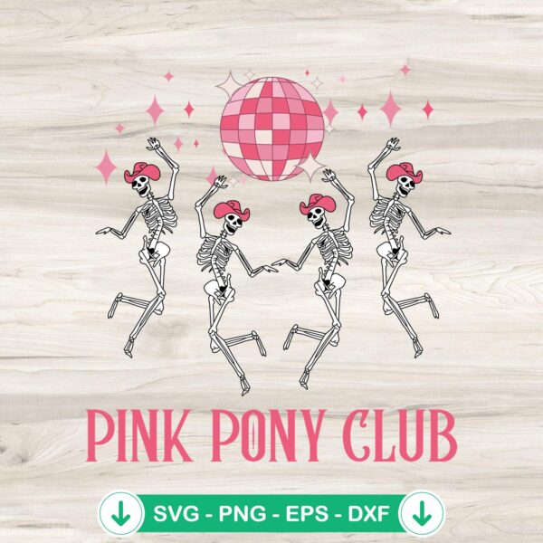 Skeleton Pink Pony Club Halloween SVG file for Cricut