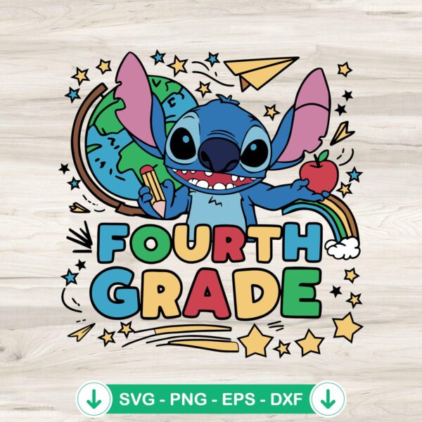 Fourth Grade Cute Stitch svg file for back to school cutting file