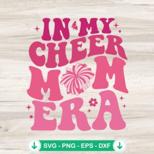 In My Cheer Mom Era Retro svg file for cheerleading football mom