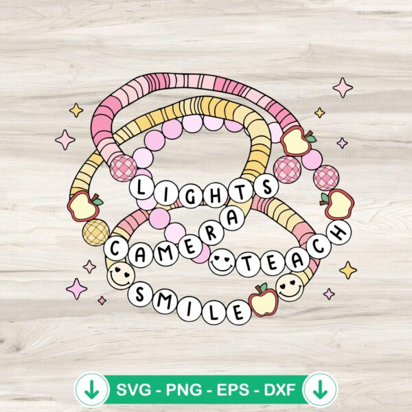 Groovy Lights Camera Teach Smile SVG file for friendship bracelet