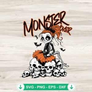 Monster Lover Nightmare svg file for Halloween spooky skeleton