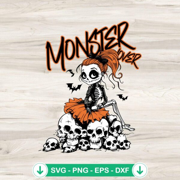 Monster Lover Nightmare svg file for Halloween spooky skeleton