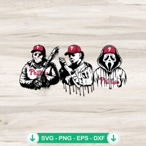 Philadelphia Phillies horror characters SVG file for Halloween crafts