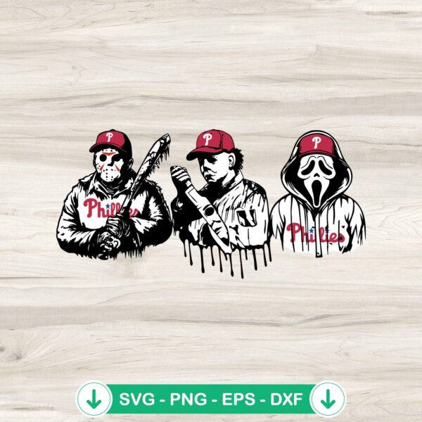 Philadelphia Phillies horror characters SVG file for Halloween crafts