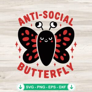 Anti Social Butterfly SVG file - Mothman theme cut file