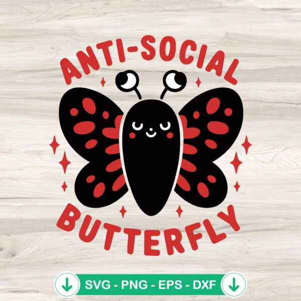 Anti Social Butterfly SVG file - Mothman theme cut file