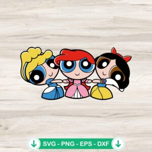 Powerpuff Girls Princess Mashup SVG file, cricut svg cutting file