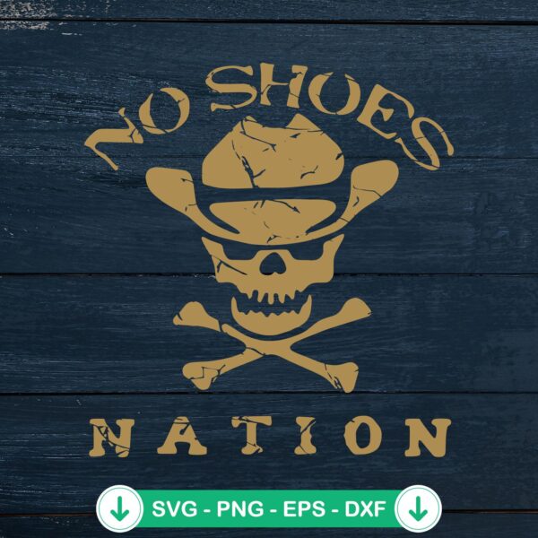 No Shoes Nation Retro SVG file for cutting machine, funny skull cowboy hat SVG
