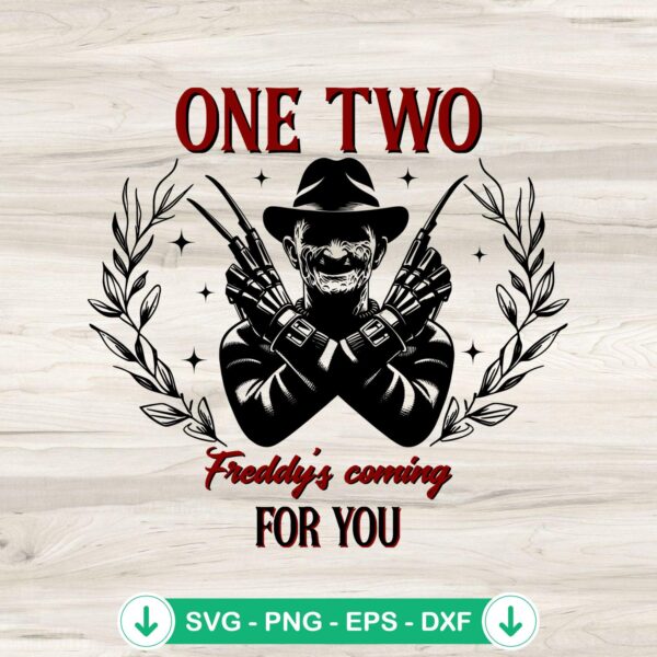 One Two Freddy's Coming For You SVG file for Cricut