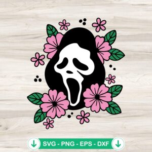 Floral Scream Ghostface Retro SVG file for cutting machines