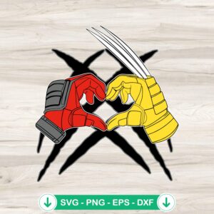 Deadpool x Wolverine Hand Heart SVG file for cutting machines