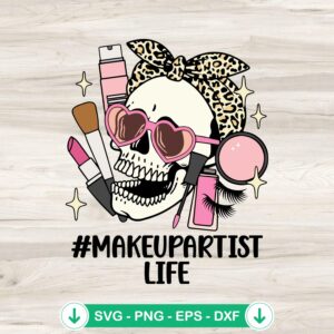 Skull Bandana Makeup Artist Life SVG file for cricut