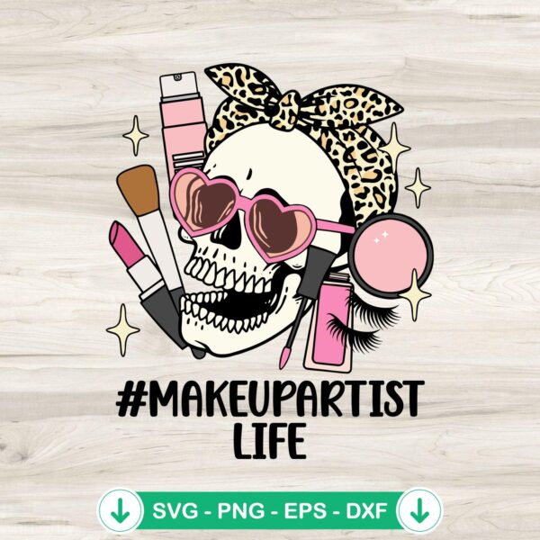Skull Bandana Makeup Artist Life SVG file for cricut