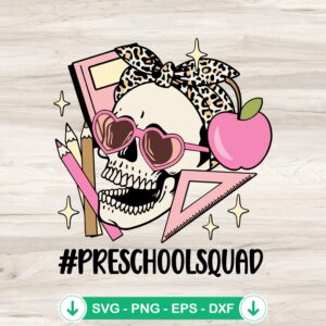 Skull Bandana Preschool Squad svg file for cricut cutting machine