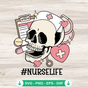 Skull Nurse Life Halloween SVG file for Cricut cutting machine