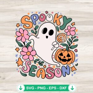 mockup-223854.jpg Spooky Season Halloween SVG file with floral ghost design