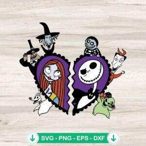 Nightmare Jack and Sally Heart SVG file for cutting machine