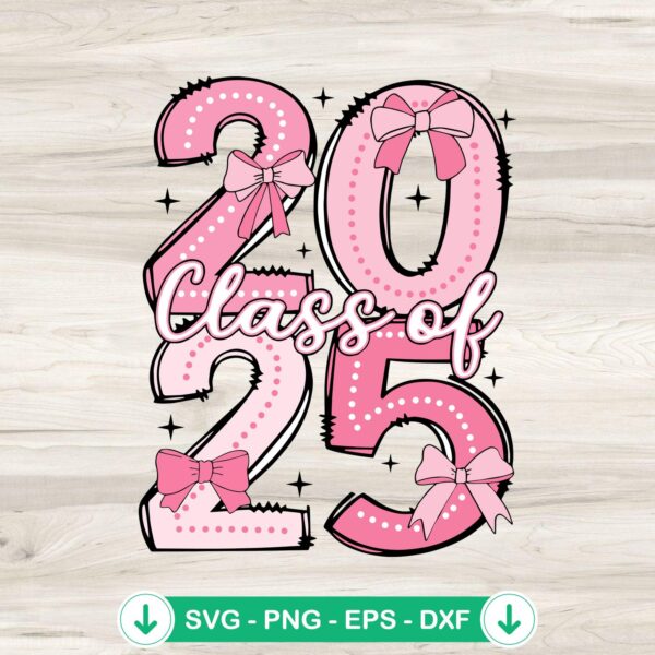 Class Of 2025 Coquette Bow SVG file for Cricut cutting machine