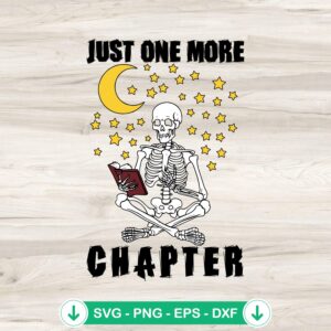 Skeleton Just One More Chapter SVG file for Cricut