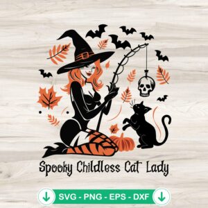 mockup-224040.jpg Spooky Childless Cat Lady SVG file for Halloween cut file