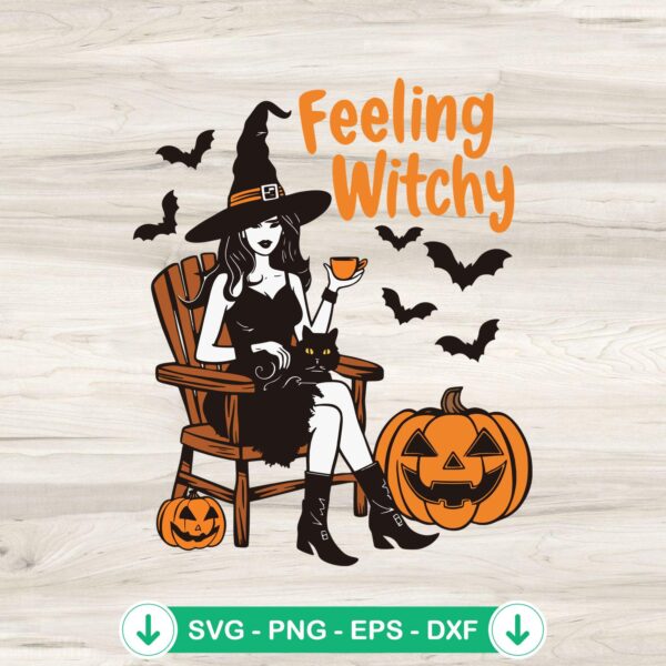 Feeling Witchy Black Cat SVG file for Cricut cutting machine