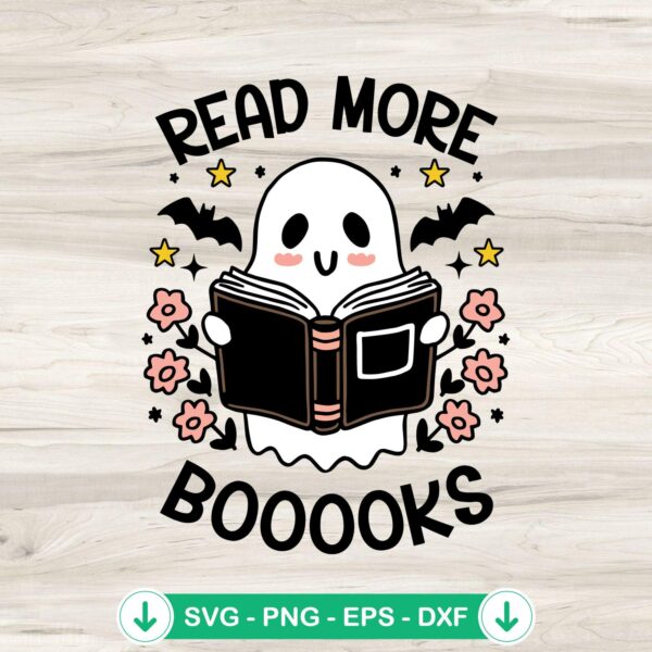 Floral Ghost Read More Books SVG file for Cricut and cutting files