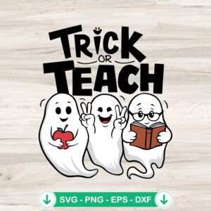 Retro Trick Or Teach Halloween SVG file for Cricut cutting machine