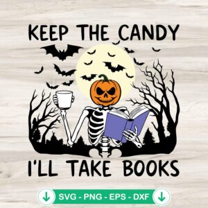 Keep The Candy I'll Take Books SVG - Halloween cutting file