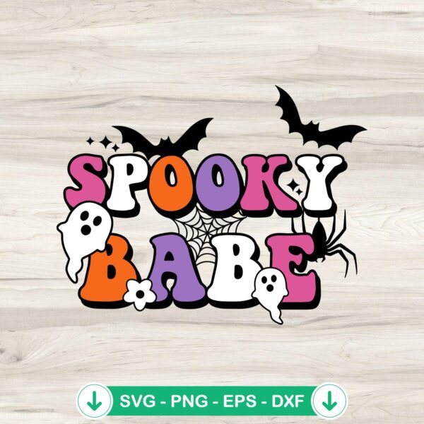 Spooky Babe Groovy Retro svg file for Halloween crafts and cutting machine