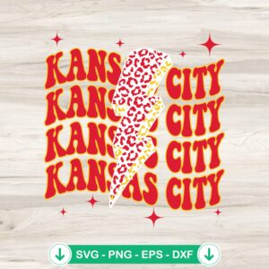Kansas City Leopard Lightning Bolt SVG file for cricut