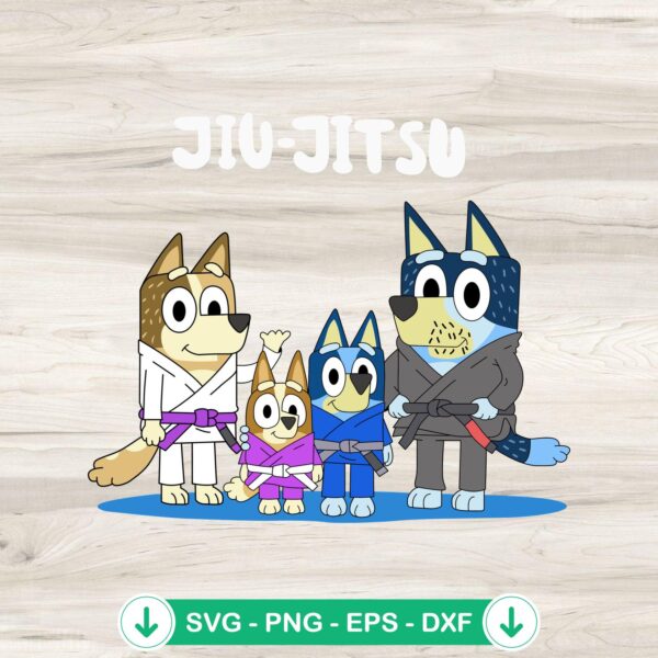 Jiu Jitsu Bluey Characters SVG file for Cricut cutting file
