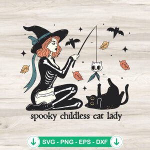 mockup-224924.jpg Spooky Childless Cat Lady SVG file for Halloween DIY projects
