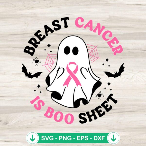 Groovy Breast Cancer Is Boo Sheet SVG file for Halloween crafts