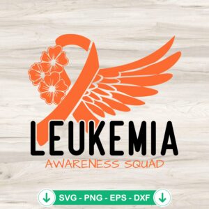 Leukemia Awareness Squad SVG file - Orange Ribbon Wings cutting file