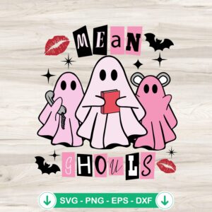 Mean Ghouls Cute Ghost Retro SVG file for Cricut cutting machines