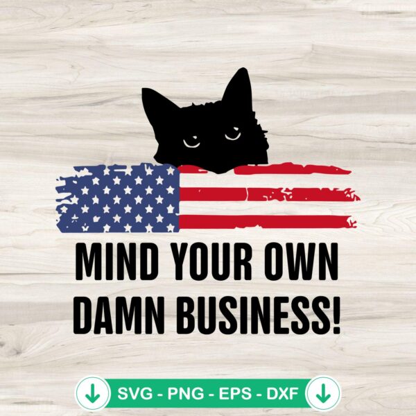 Retro Cat Mind Your Own SVG file for cutting machines