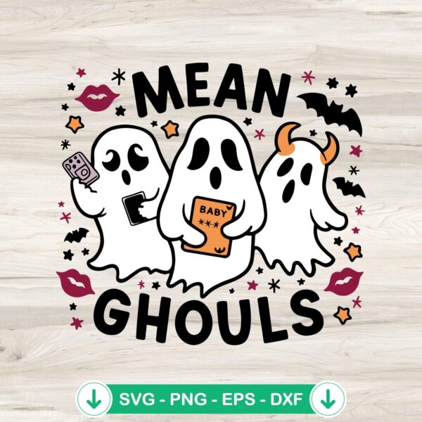 Retro Halloween Mean Ghouls SVG file for Cricut cutting machine