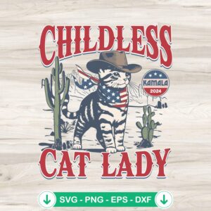 Cowboy Cat Childless Cat Lady SVG file for Cricut cutting machine