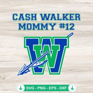 Cash Walker Mommy #12 SVG file for Winton Woods Warriors logo