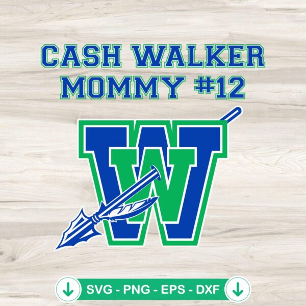 Cash Walker Mommy #12 SVG file for Winton Woods Warriors logo