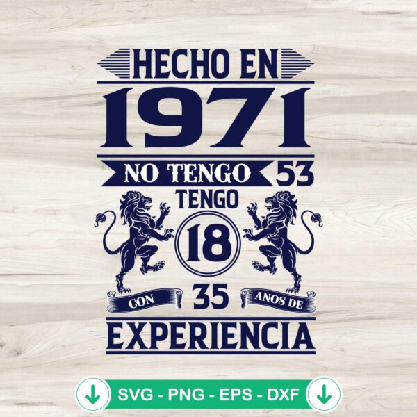 Hecho En 1971 No Tengo 53 svg file for Cricut and cutting machines