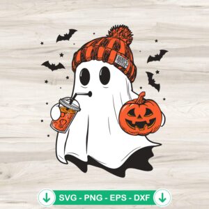 Sippin Ghost Halloween SVG file for Cricut cutting machine