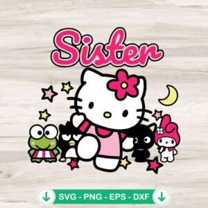 Hello Kitty Sanrio Sister SVG file for Cricut and cutting machine