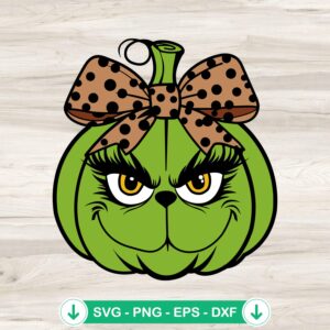Funny Grinch Pumpkin Leopard SVG file for cutting machines